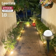 LEONLITE 18 Pack Low Voltage LED Landscape Lighting, 12V-24V LED Pathway Lights, Wired Landscape Path Light, UL Listed Outdoor Deck Lights, 2700 Soft White