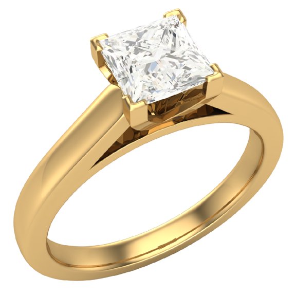 Diamond Engagement Rings For Women GIA Certified Princess Solitaire Diamond Ring 14K Gold 0.50 Carat (L,I1)