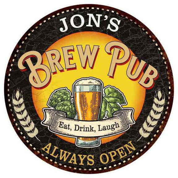 JON'S Beer Pub Man Cave Metal Sign Home Wall Decor 14 inch Round 100140025016