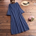 thumbnail image 4 of ZANZEA Women Long Sleeve Round Neck Plaid Check Midi Dress FZH, 4 of 6