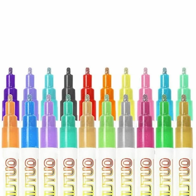Dusknt Clearance Sale! Glitter Gel Double Line Outline Pen Glitter Marker Color Art Pen 24 Color Set, 1 Box of Glitter Gel Double Line Outline Pen Glitter Marker Color Art Pen