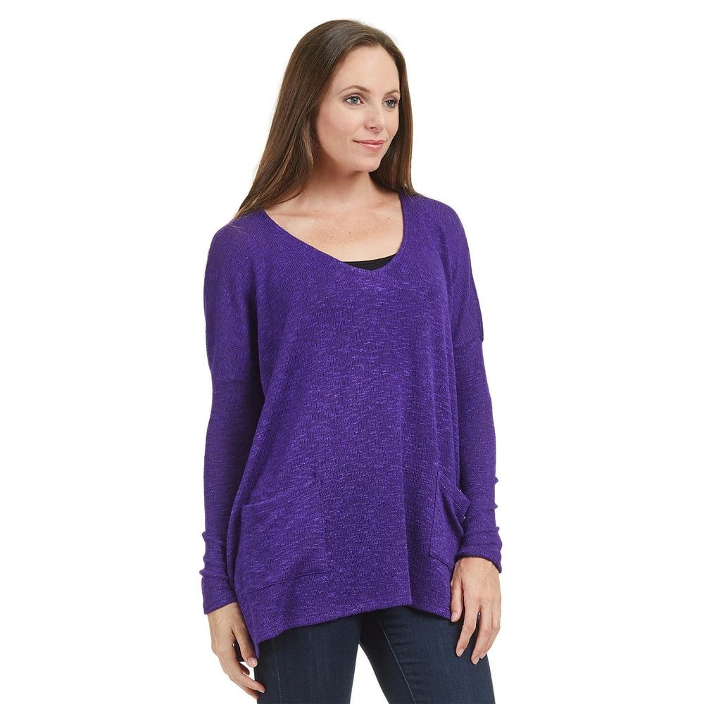 Made by Johnny - WT1437 Womens V Neck Long Sleeve Sweater Top With ...