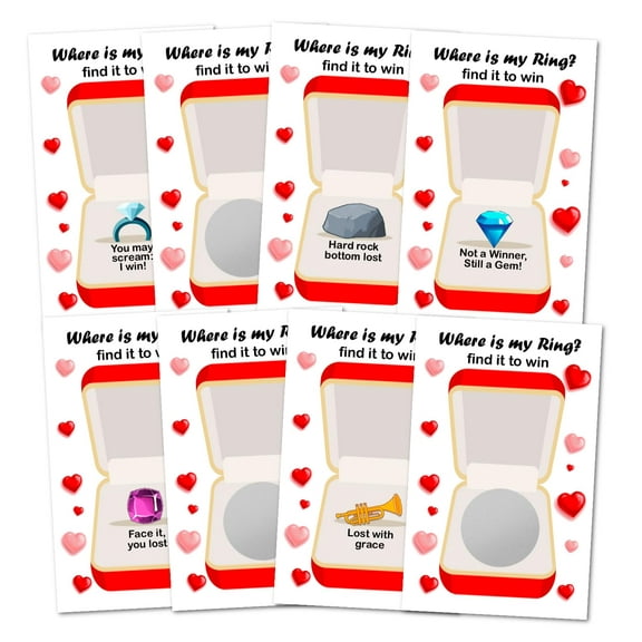 Where Is My Ring? Wedding or Bridal Shower Scratch Off Game, 40 Pack, Fun & Easy Wedding Shower Game for Guests, Engagement Party, Bachelorette Party, and Bride-to-Be Celebration Scratch Off Cards.