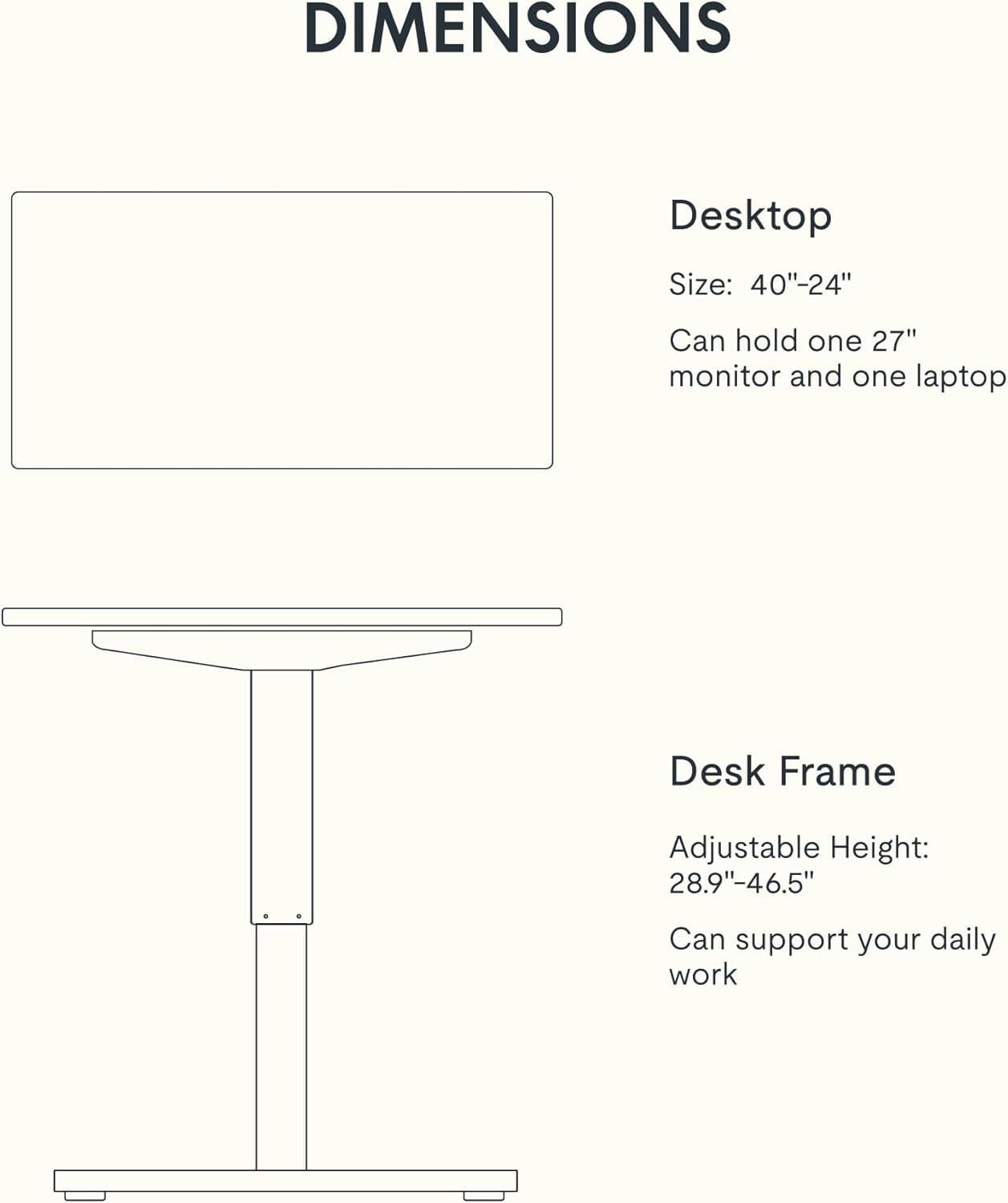 FitStand Adjustable Standing Desk 40"x24", One-Piece Desktop Electric Sit Stand Desk with 176lbs Load, 4 Memory Heights & 2 Hooks for Home Office, Maple
