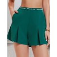 thumbnail image 6 of Womens Letter Printed Waist Pleated Athletic Shorts Field Green XL, 6 of 8