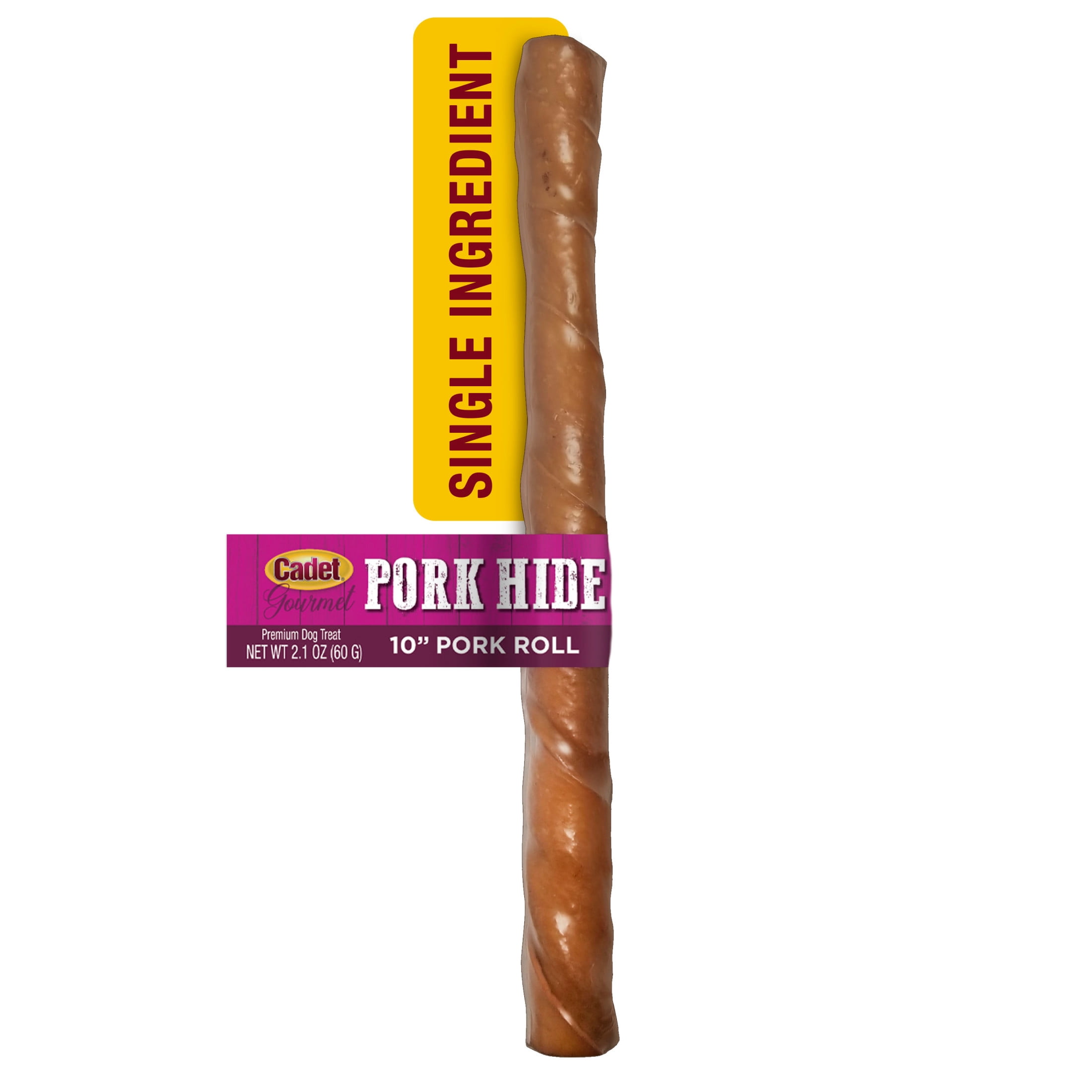 Cadet Gourmet Dog Treats Pork Hide Twists Dog Chew Sticks, 10 Inch, 1 Count