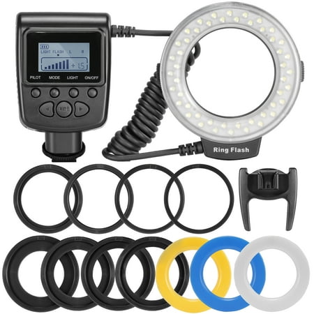 Neewer 48 Macro LED Ring Flash Bundle with LCD Display Power Control, Adapter Rings and Flash Diffusers for Canon 650D,600D,550D,70D,60D,5D Nikon