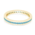 thumbnail image 3 of Round Cut Simulated Blue Aquamarine Stackable Eternity Band Ring In 14K Yellow Gold Plated 925 Sterling Silver (Color: Blue, Clarity: VVS1-VVS2) -9.5, 3 of 6