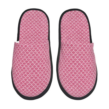 Balery Fish Scales Slient Indoor Furry Fleece Comfort House Shoes Soft Non-Slip Home Shoes Cotton slippers House Slippers-- Medium
