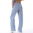 thumbnail image 3 of Penkiiy Women's Comfy Maternity Casual Pajama Pants Solid Color Drawstring Palazzo Lounge Pants Wide Leg 2XL Blue, 3 of 6