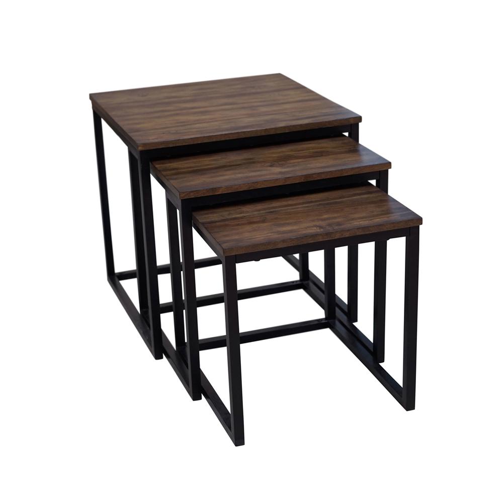 Alaterre Arcadia Acacia Wood 24" Square Nesting End Tables, Antiqued Mocha