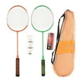 thumbnail image 2 of Badminton Racket and Shuttlecocks, Anti Skid Lower Wind Resistance Badminton Racket Set Orange and Green Steel Alloy High Elastic Sponge  for Gym, 2 of 8