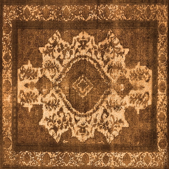Ahgly Company Indoor Square Oriental Orange Industrial Area Rugs, 7' Square