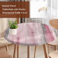 thumbnail image 3 of Pink Gray Ombre Round Tablecloth 55-60 Inch Round Fitted Table Cloth with Elastic Edge, Modern Abstract Art Oil Painting Waterproof Table Cover Protector for Outdoor Picnic Party Dining, 3 of 9