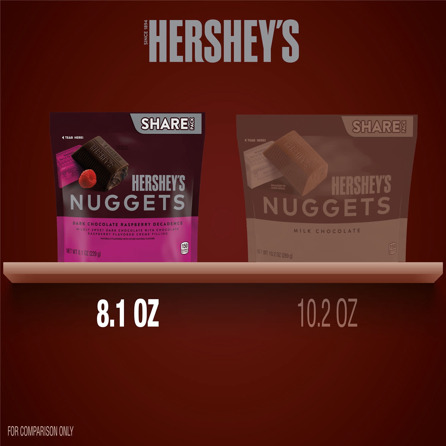 Hershey's Nuggets Dark Chocolate Raspberry Decadence Flavored Candy, Share Pack, 8.1 oz