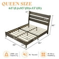 thumbnail image 3 of LUXOAK Solid Wood Queen Bed Frame, No Box Spring Needed, Wood Slats & Headboard, Dark Brown, 3 of 8