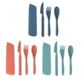 thumbnail image 2 of Nvzi 2 Sets Portable Travel Utensils Set, Reusable Wheat Straw Knife Fork Spoon Tableware for Travel Picnic Camping or Daily Use (Blue), 2 of 5