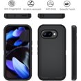 thumbnail image 2 of AIR-for Google Pixel 9A Case, Protective Heavy Duty 3-Layer Shockproof Hard Cover Tough Rugged Dust/Drop Proof Full Body Durable Anti-Fingerprint with Port Protection, Black, 2 of 4