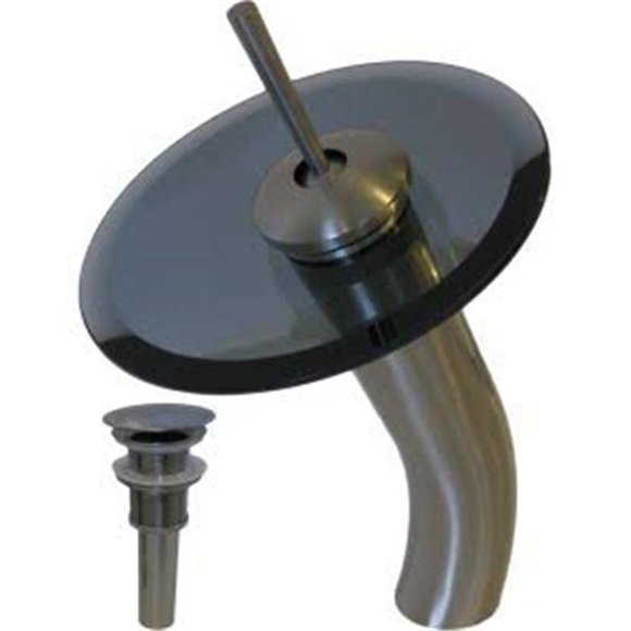 Falls Single Lever Waterfall Vessel Faucet Set, Brushed Nickel & Smoke Glass