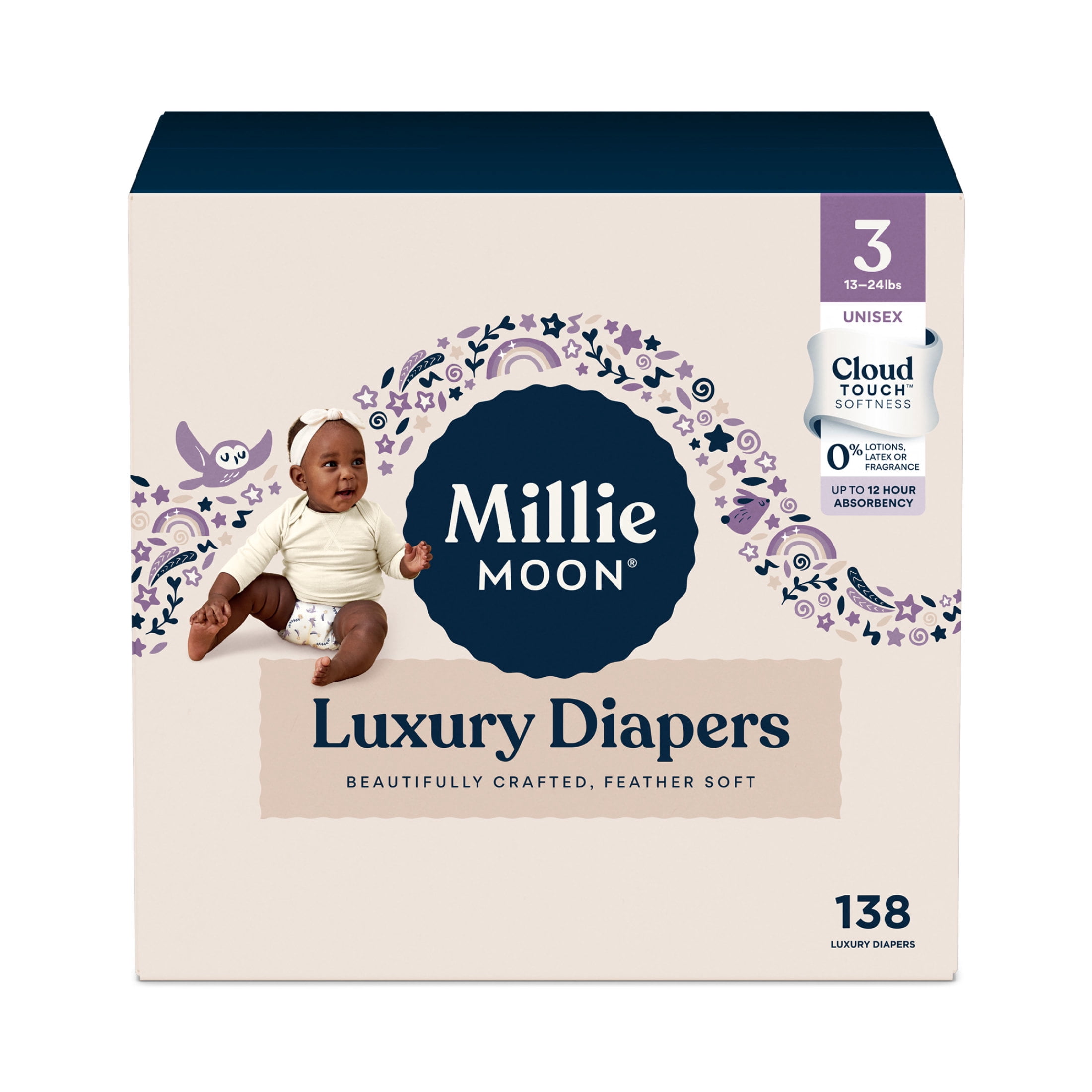 Millie Moon Luxury Diapers, Size 3, 138 Count (Select for More Options)