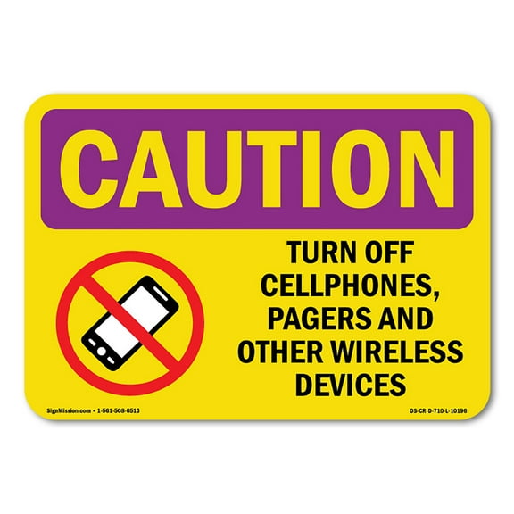 OSHA CAUTION RADIATION Sign - Turn Off Cell Phones Pagers | Aluminum Sign | Protect Your Business Work Site Warehouse & Shop Area | Made in the USA