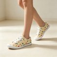 thumbnail image 2 of EKVAHL Christmas Lace Up Sneakers For Women, Seasonal Printed Canvas Shoes, Flat Daily Holiday Walking Shoes Great For City Strolls Yellow, 2 of 4