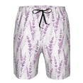 thumbnail image 4 of Kdxio Lavender Flowers Pattern Mens Casual Shorts - Drawstring Summer Beach Sports Shorts for Men, 4 of 9