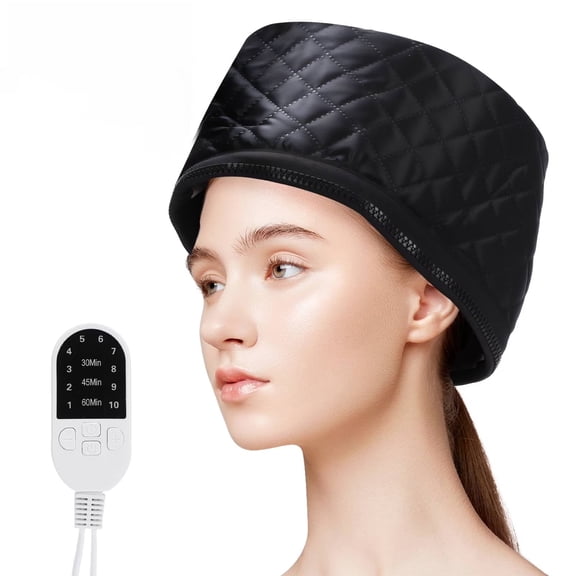 Hair Heat Cap for Deep Conditioning,  Hair Steamer Cap for Natural Hair 10 Level Temp & 3 Time Setting Portable Electric Heat Hair Spa Cap for Home