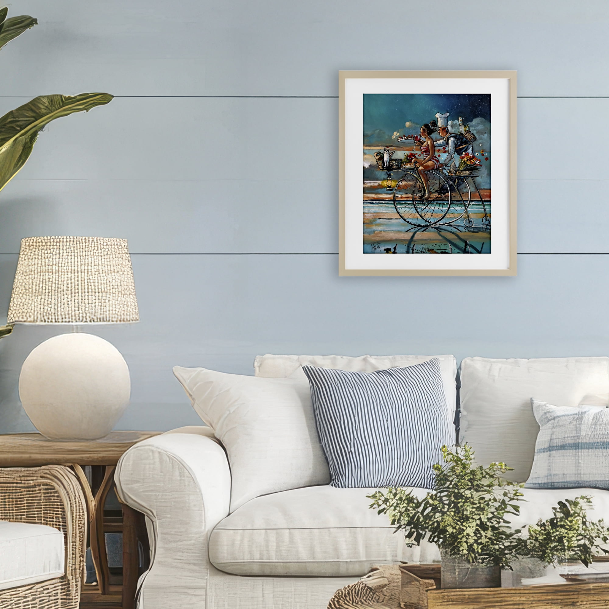 Stupell Industries Zaan's Dream Seaside Bicycle Ride Birch Framed Print Under Glass, design by Ronald West