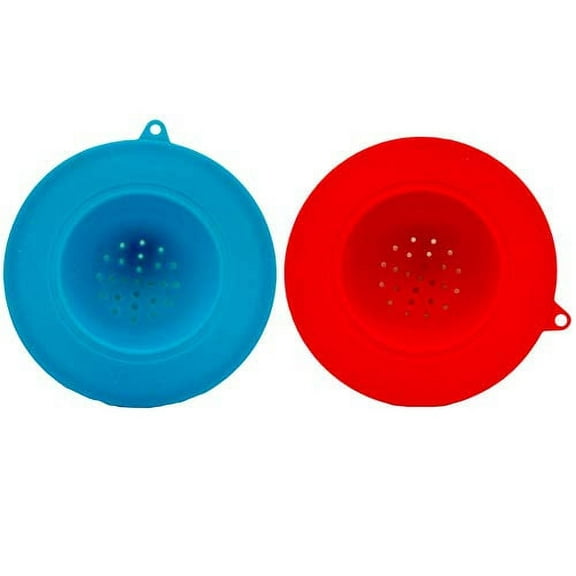 Silicone Sink Strainer (2 Pack) Red and Blue Drain Guard Garbage Disposal Stopper