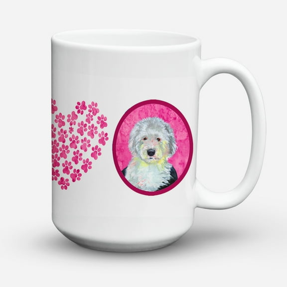 Pink Old English Sheepdog Coffee Mug 15 oz