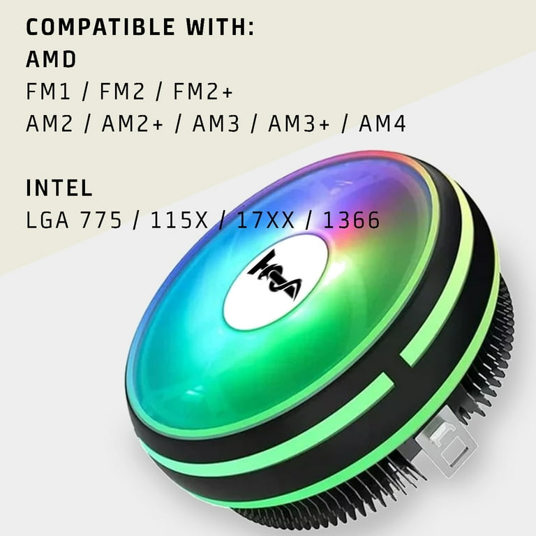 ViprTech CPU Cooler Radiator 120mm 12V RGB LED Fan CPU Air Cooling
