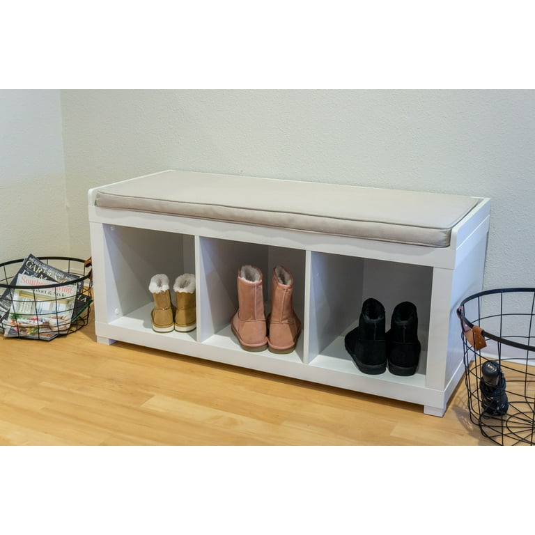 Better Homes & Gardens 3-Cube Shoe Storage Bench, White - Walmart.com