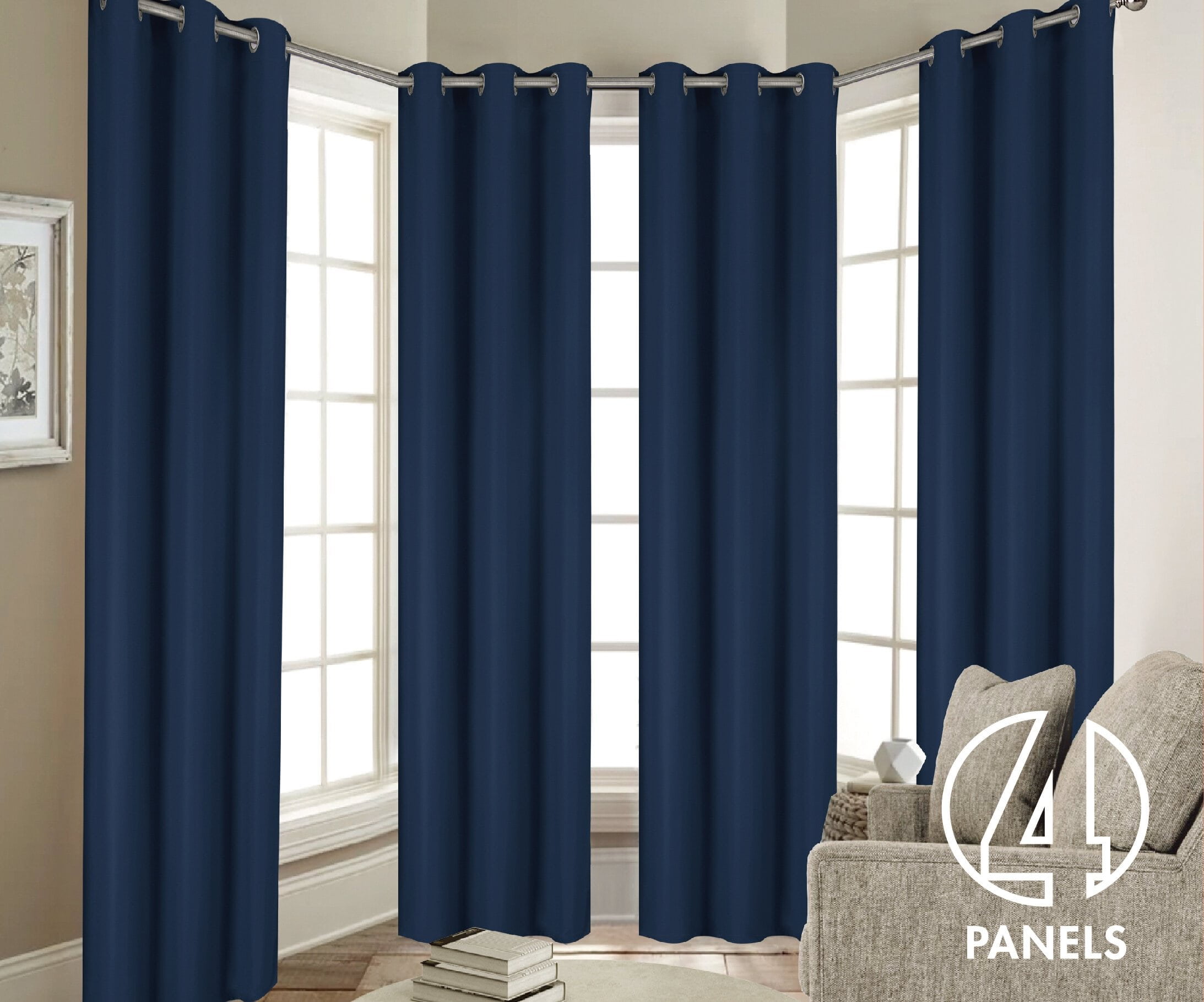 Moonlight Blackout 72 X 84 In 4 Pack Grommet Curtain Panel Pair In Navy Set Of 4 Walmart Com