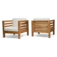 thumbnail image 3 of Christopher Knight Home Oana Acacia Wood Club Chairs with Cushions (Set of 2) by  Gray Finish + White Cushion, 3 of 5