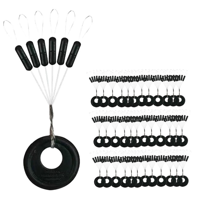 QenASHaing 100 Count Fishing Rubber Bobber Beads Stoppers, Silicone Float Stop Beads in SML Sizes for Fishing Floats, Sinkers, & Line Stability, Olive-Shaped Design