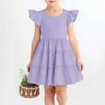 thumbnail image 2 of GJSYRH Toddler Girls Dress Ruffle Sleeveless Tiered Swing Twirly Dresses Cute Summer Beach Sundress with Pocket Purple 4-5 Years, 2 of 5