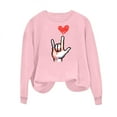 thumbnail image 4 of GUZOM Womens Pink Valentine's Day Sweatshirt, Oversized Off-The-Shoulder with Pixel Rock On Hand Heart Print,Size M, 4 of 6