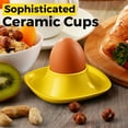 thumbnail image 4 of Ceramic Egg Cups Set of 6 Half Dozen Pack, Porcelain Hard Soft Boiled Egg Holder Keeper Container with Base, Stackable Serving Dish Plate Stand Serveware for Countertop Display Kitchen Home (Yellow), 4 of 9
