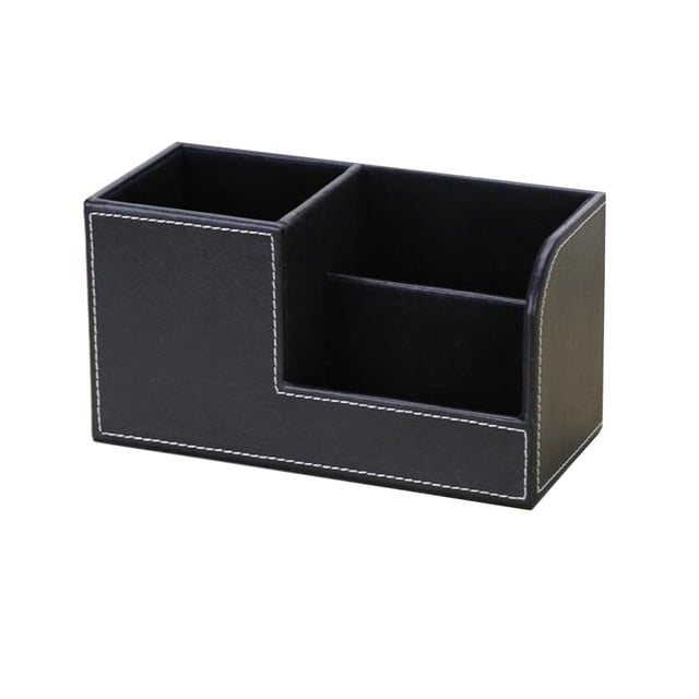 Accesorios para el hogar de la oficina del tenedor del maquillaje de la del almacenamiento del cuero de la pu multifunción Negro Sunnimix Almacenamiento de lápices multipropósito