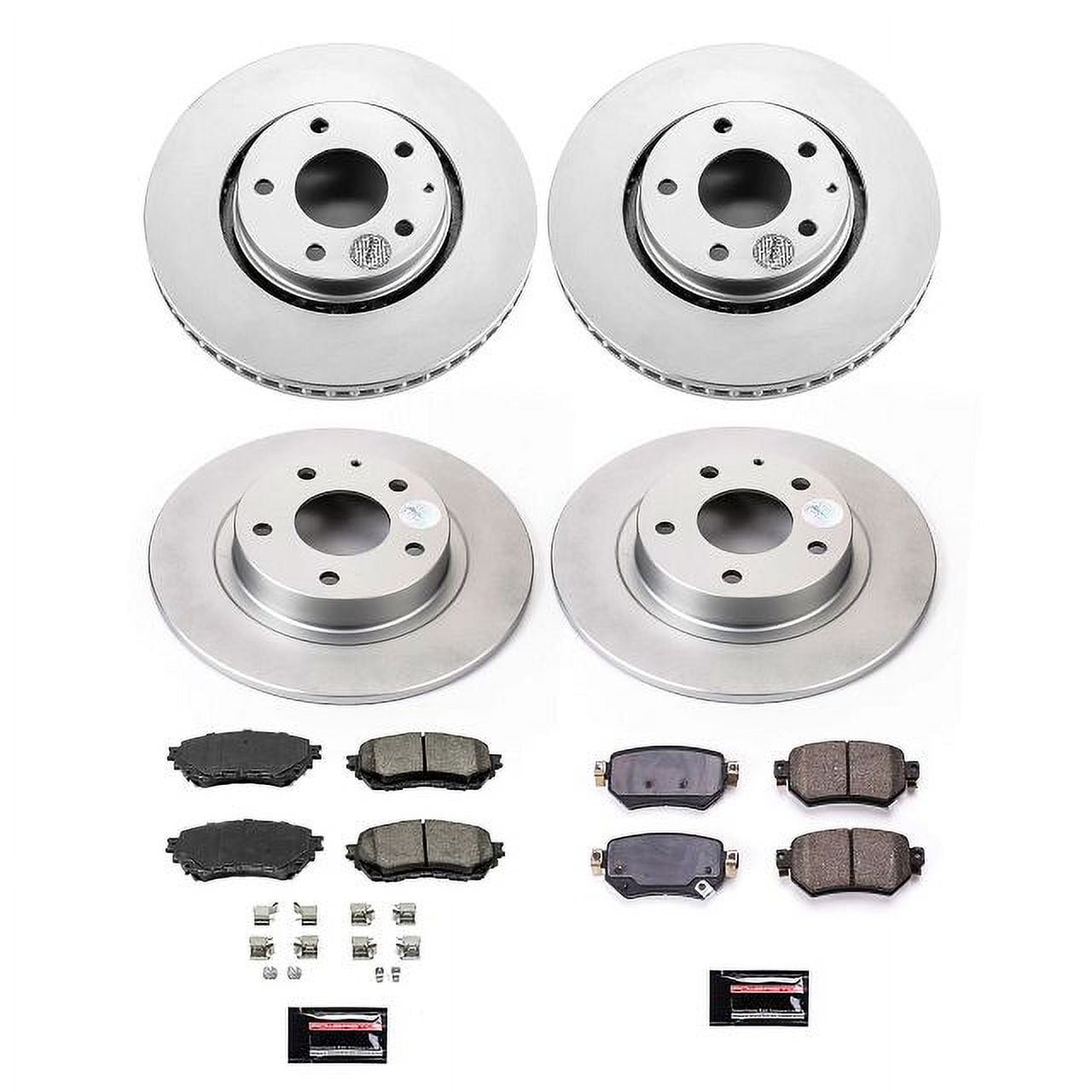 PowerStop Front and Rear Geomet Coated Brake Rotor and Pad Kit Fits: MAZDA Select Models CRK8917