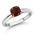 thumbnail image 2 of Gem Stone King 0.80 Ct Cushion Red Garnet 10K White Gold Engagement Ring with Rose Gold Prongs (Size 6), 2 of 4