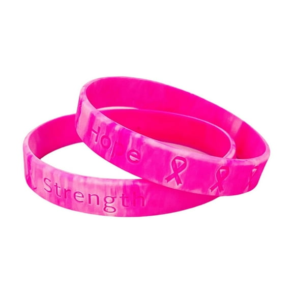 Qiweii Ribbon Silicone Bracelet for Breast Illness Awareness Day, Women's Health Support Wristband, Cancer Prevention Awareness Bracelet, Fundraiser Charity Event Wear