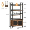 thumbnail image 3 of AOILE Industrial Bookshelf with Doors, 70.87" Tall Rustic 4-Tier Display Cabinet with Anti-Tip Straps, Retro Brown, 3 of 13