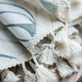 thumbnail image 5 of 2 Panels Boho Curtains Leaf Semi Sheer Drapes Tassel Rod Pocket Short Bohemian Window Curtain Panels fGeometric Striped Window Treatment 59" W x 87" L, 5 of 5