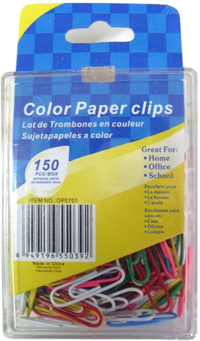 "Colored Paper Clips, Pack Of 150"