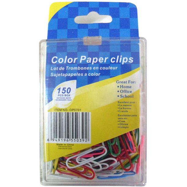 "Colored Paper Clips, Pack Of 150"