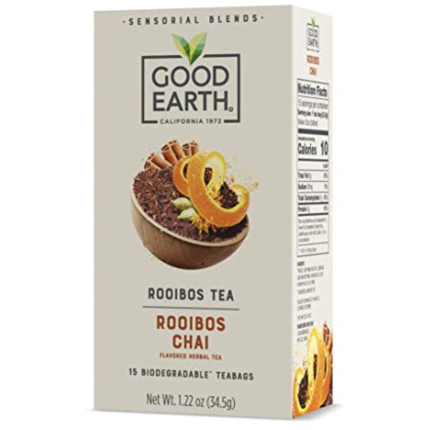 Good Earth Sensorial Blend All Natural Rooibos Chai Herbal Tea, 15