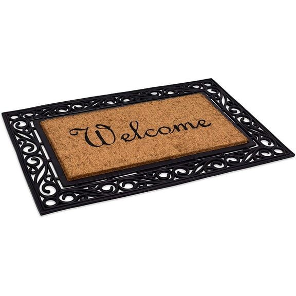 BirdRock Home Classic Welcome Brush Coir Doormat with Black Rub - 24 x 36