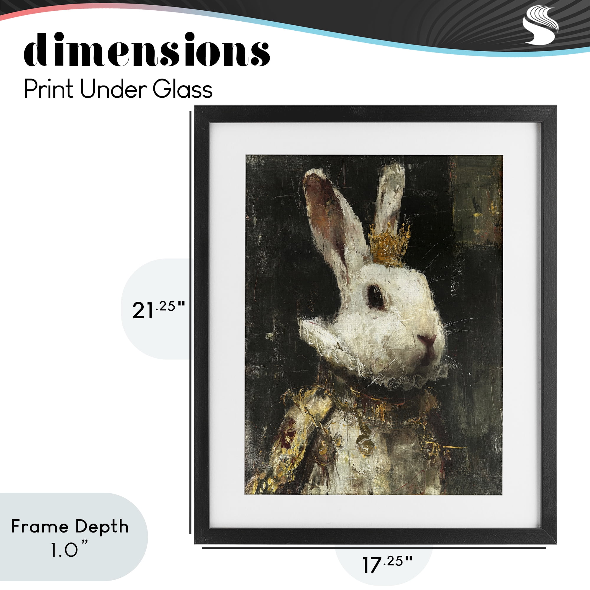 Stupell Industries Regal Hare Portrait Black Framed Print Under Glass, design by Svetlana Aleynikova